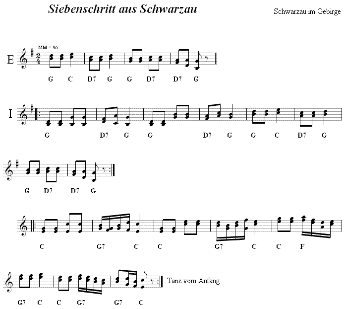 Siebenschritt aus Schwarzau  in zweistimmigen Noten. 
Bitte klicken, um die Melodie zu hren.